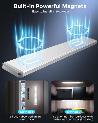 LUMIORA Rechargeable Under Counter Light – Hidden Magnetic Mount, Neutral White and Warm White Finish, Intentional Home Design, 2 Pack