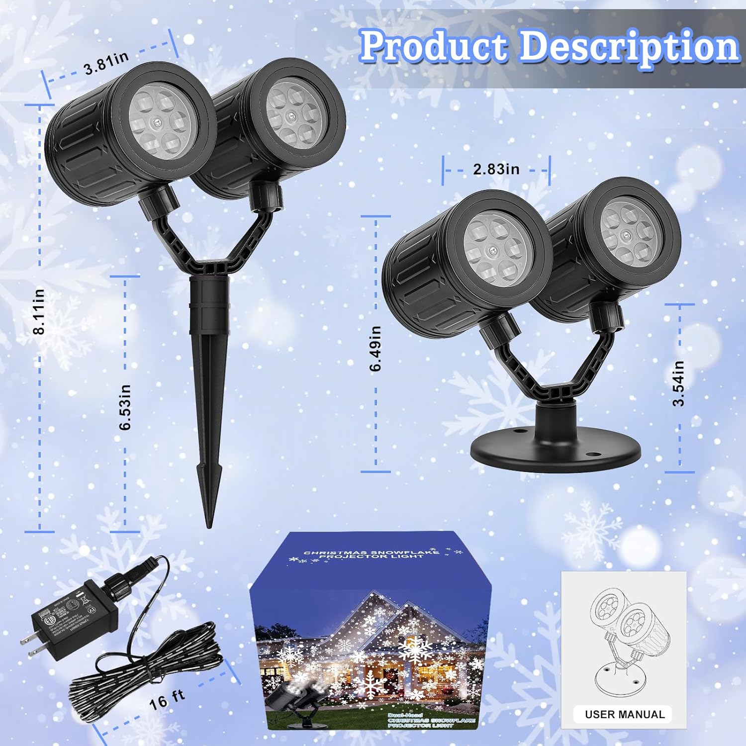 LUMIORA WinterGlow Snowflake Projector – Worry-Free Overnight Display with Auto Timer and Overheat Protection