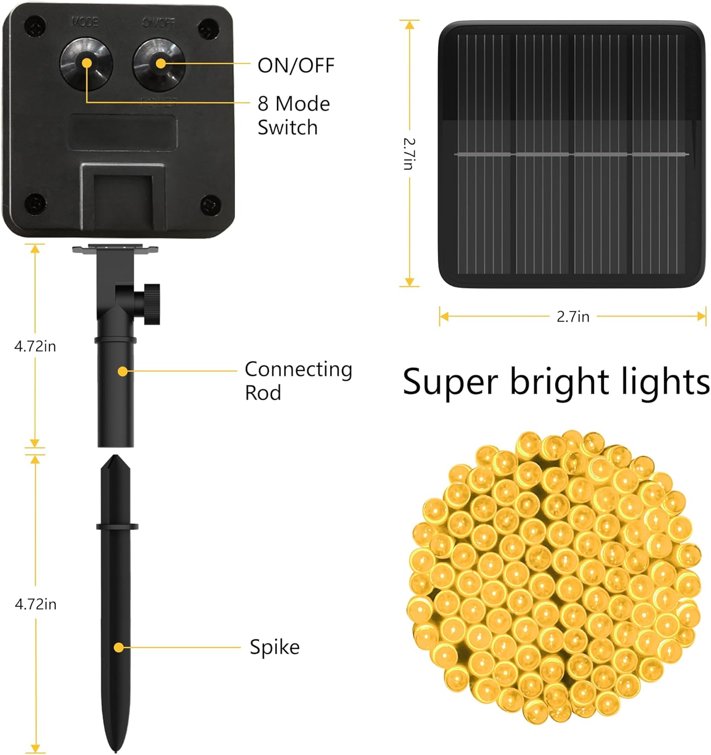 Lumivox Solar String Lights Outdoor Waterproof – 8 Lighting Modes for Balcony, Yard, and Bistro Tables