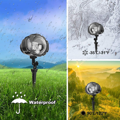 Lumora IP65 Snow Projector Light – Travel-Friendly Christmas Outdoor Decor for Camping, Garden & Outdoor Parties