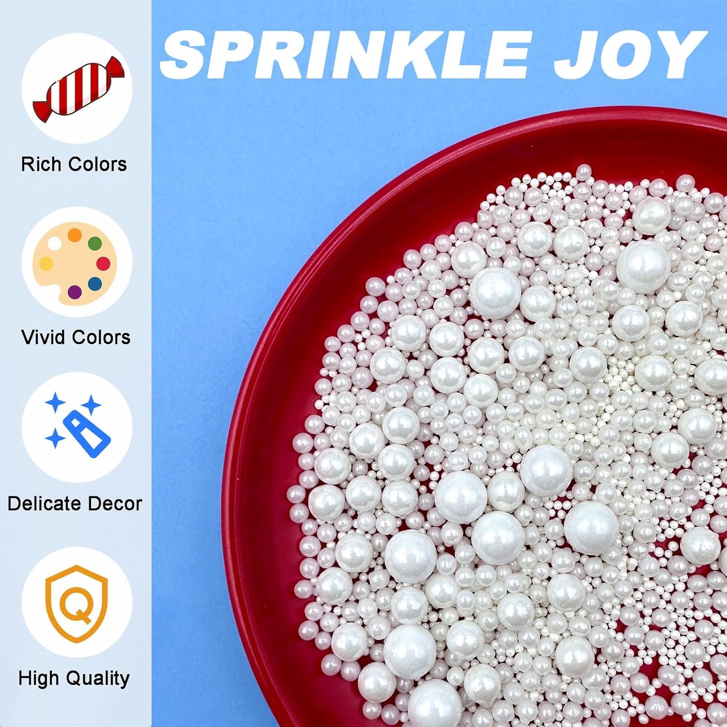Luxury White Pearl Cake Sprinkles 4 Sizes for Wedding Bridal Shower Patisserie Elegant Dessert Bar Topping