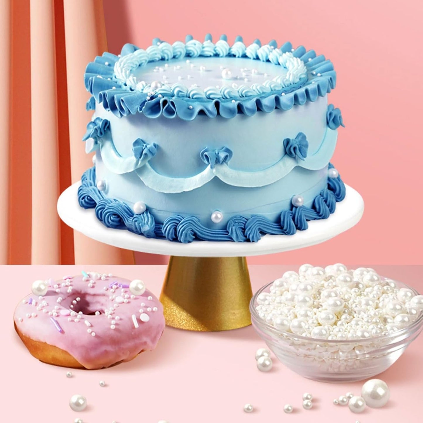 Luxury White Pearl Cake Sprinkles 4 Sizes for Wedding Bridal Shower Patisserie Elegant Dessert Bar Topping