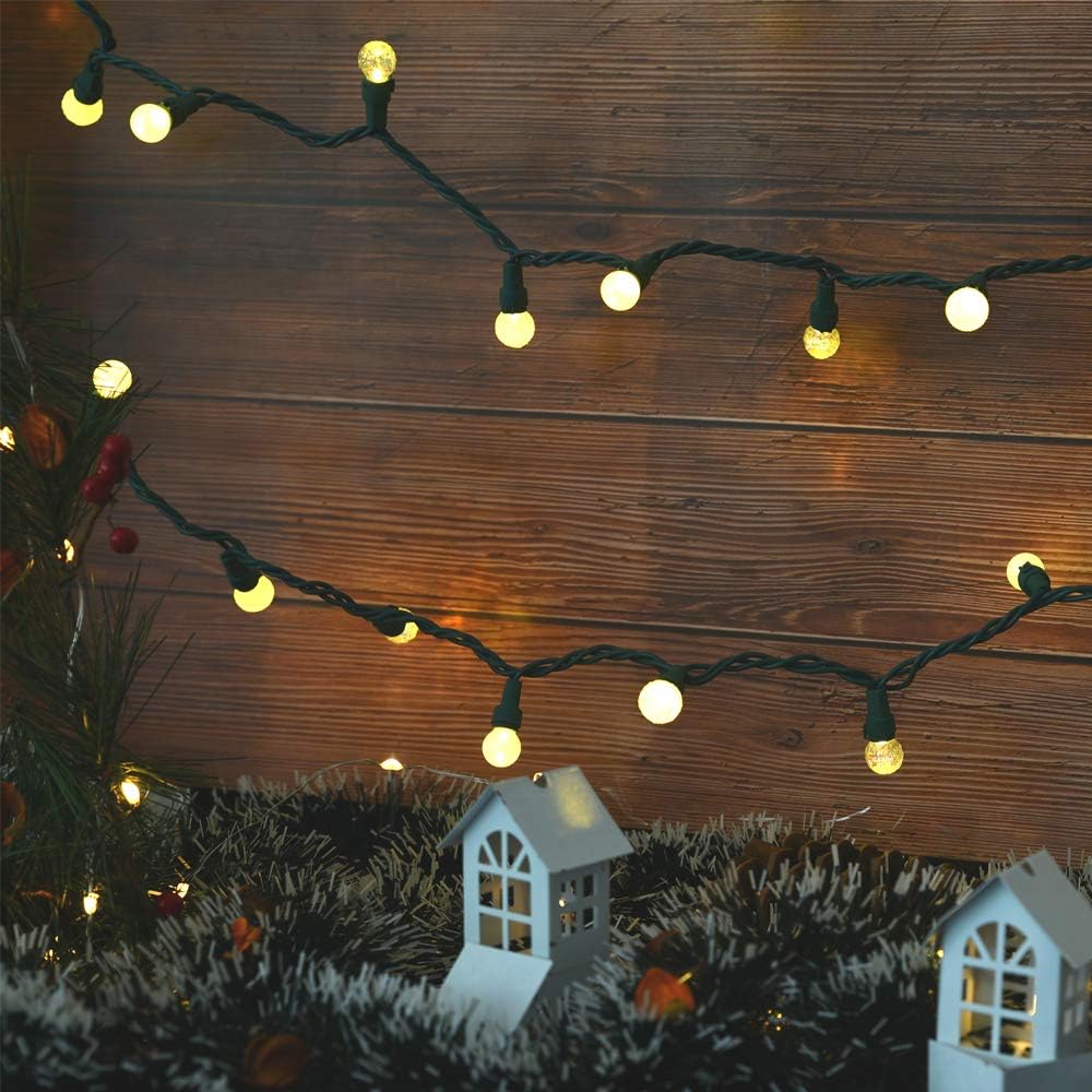 LYCKLIG Globe String Lights – Aesthetic Indoor Decor with Crystal and Snow Frost Bulbs, 19Ft Plug-in for Bedroom and Living Space