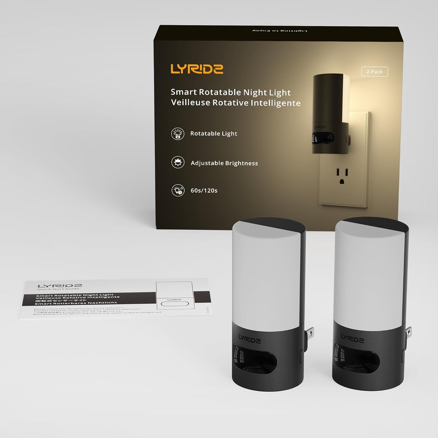 Lyridz Motion Activated Night Light – Simple Stepless Dimming for Intentional, Uncluttered Living Spaces, 2 Pack