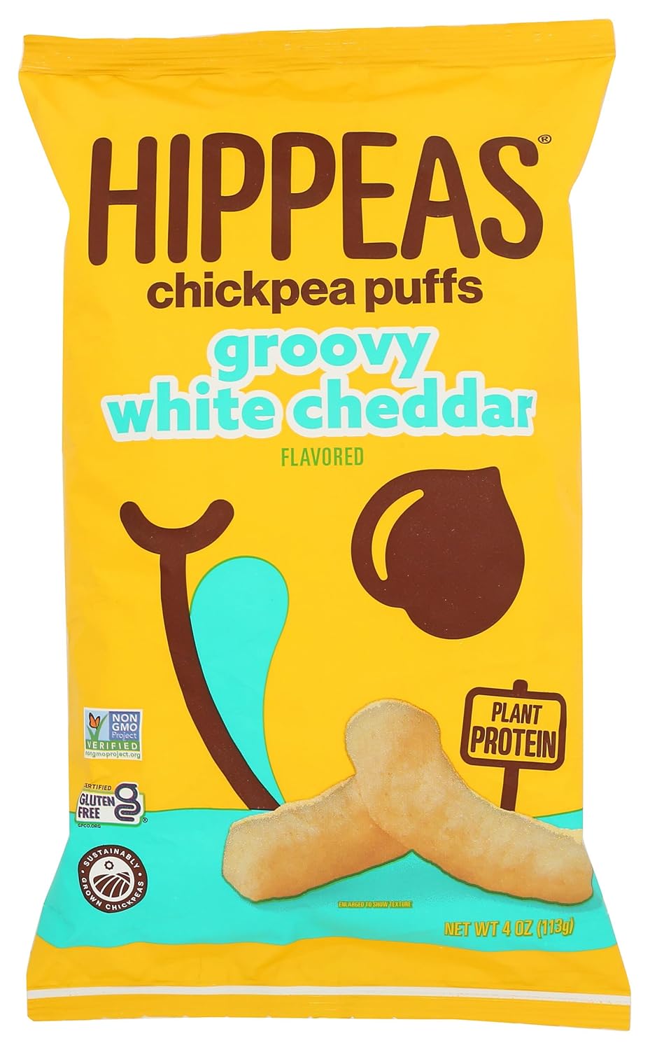 made from baked chickpea puffs (not fried corn or potato)