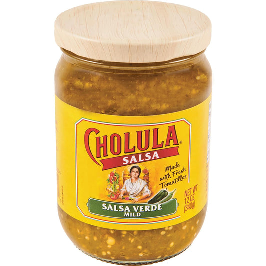 made with fresh tomatillos, onions, jalapeños, and poblano peppers