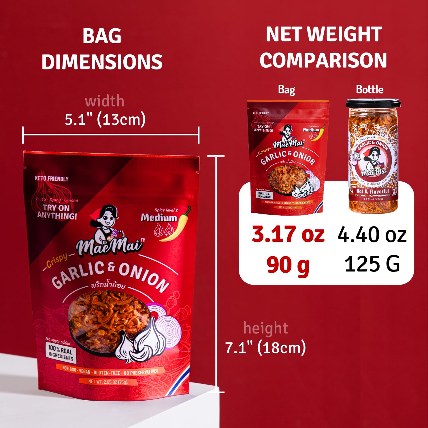MaeMai Medium Spice Thai Chili Seasoning Crunch - Ready-to-Give Holiday Gift for the Cook Who Has Everything, Vegan & Keto