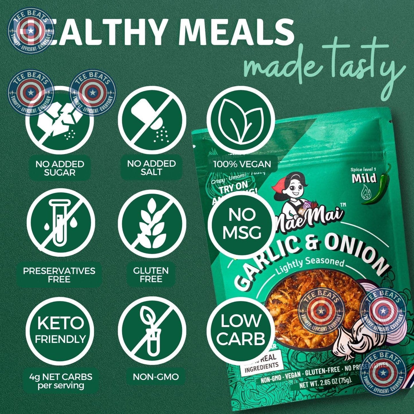 MaeMai MILD Spice – Streamlined Garlic Crisps for Less-Is-More Cooking, Non-Oily Rice Crunch