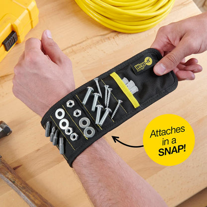 MagSnap Magnetic Wristband by Wrap-It Storage - Woodworking Assistant for Carpenters, Holds Nails While Framing and Drywall Work