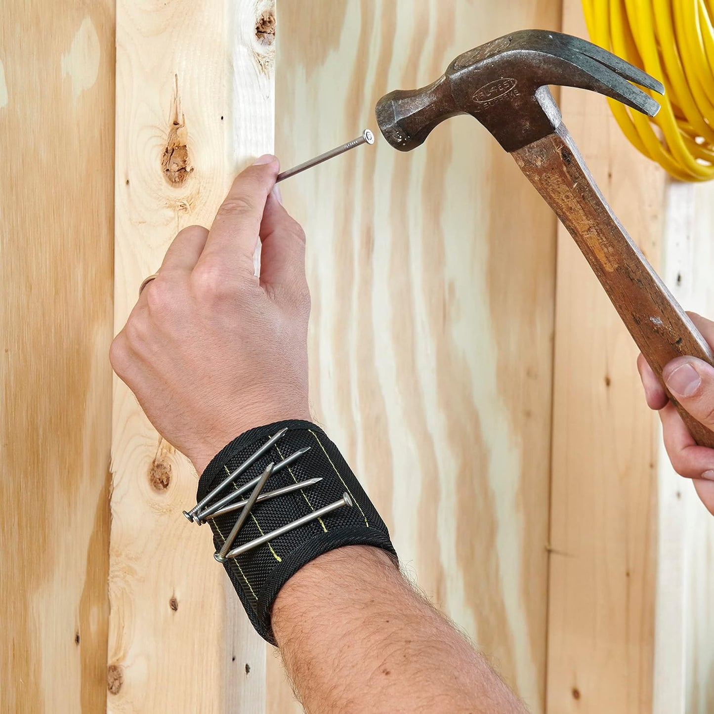 MagSnap Magnetic Wristband by Wrap-It Storage - Woodworking Assistant for Carpenters, Holds Nails While Framing and Drywall Work