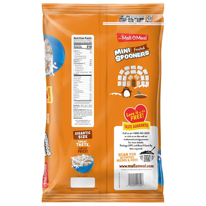 Malt-O-Meal Frosted Mini Spooners Shredded Wheat Cereal, 60 oz Family Size – Late-Night Study Snack for College Students Pulling Long Sessions