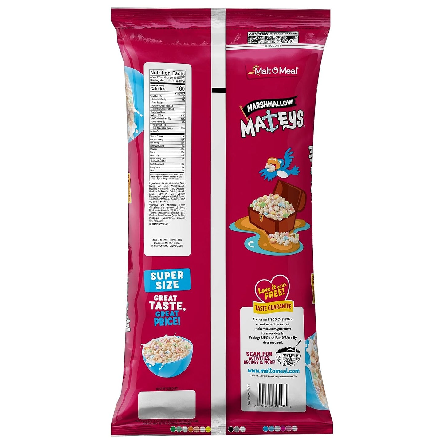 Malt-O-Meal Marshmallow Mateys Sweet Cereal – Bulk Family Size Breakfast Cereal for Busy Morning Routines, 33 OZ Resealable