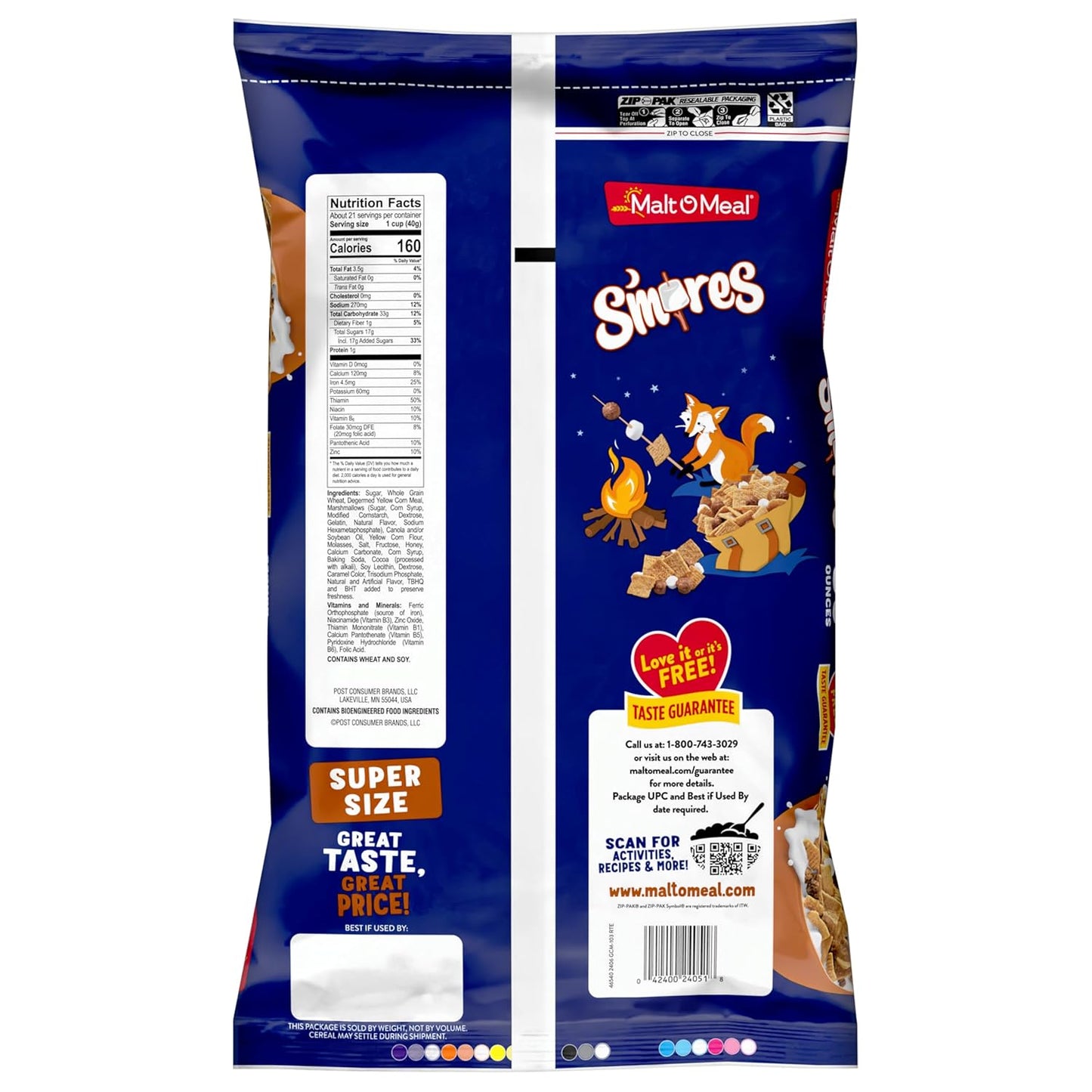 Malt-O-Meal S'mores Cereal – Holiday Hostess Gift with Marshmallow, Graham, and Chocolatey Bowl Mix, 30 oz