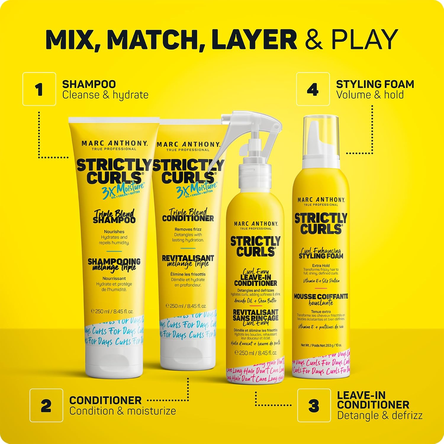 Marc Anthony Strictly Curls Styling Foam – Tween and Teen Hair Care, Soft Hold Curl Foam with Silk Amino Acids