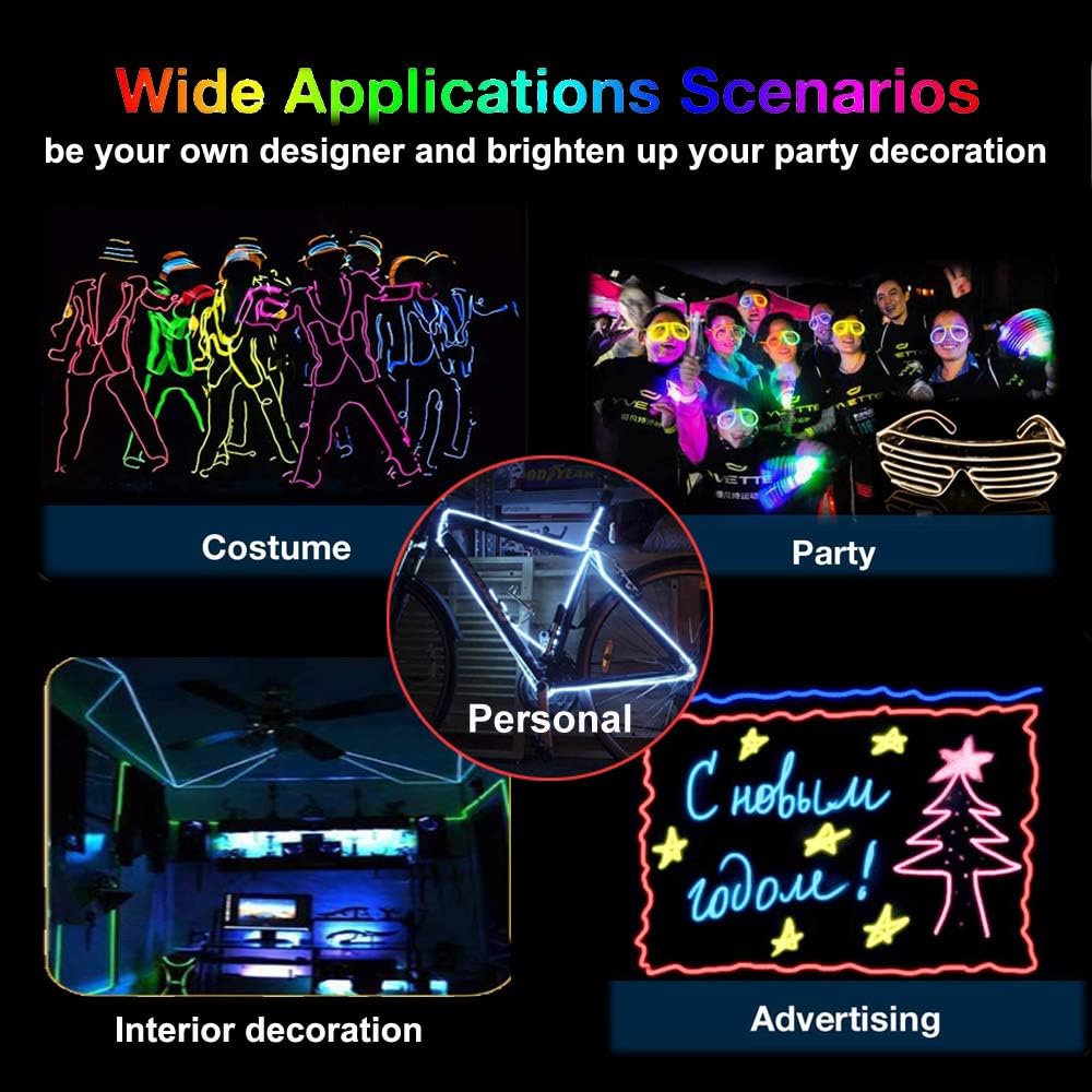 MaxLax EL Wire — Housewarming Gift Idea, Battery Powered Neon Strip for New Home Decorating