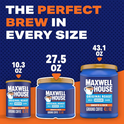 Maxwell House 27.5oz Ground Coffee Medium Original Roast – Simple Resealable Canister for a Less-Is-More Coffee Routine