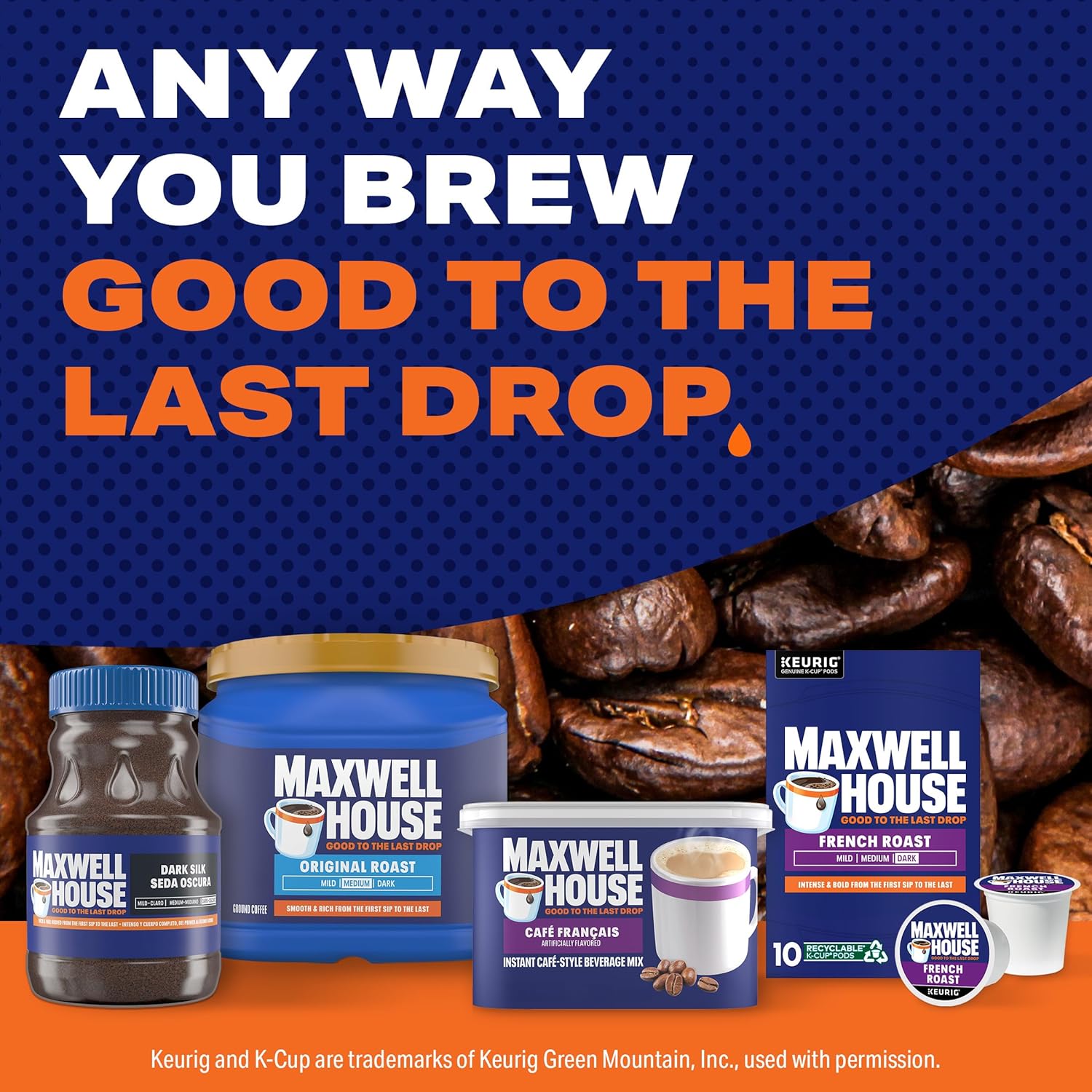 Maxwell House Instant French Vanilla Cafe Beverage Mix – Simple Cafe-Style Coffee for Uncluttered Countertops, Resealable Jar
