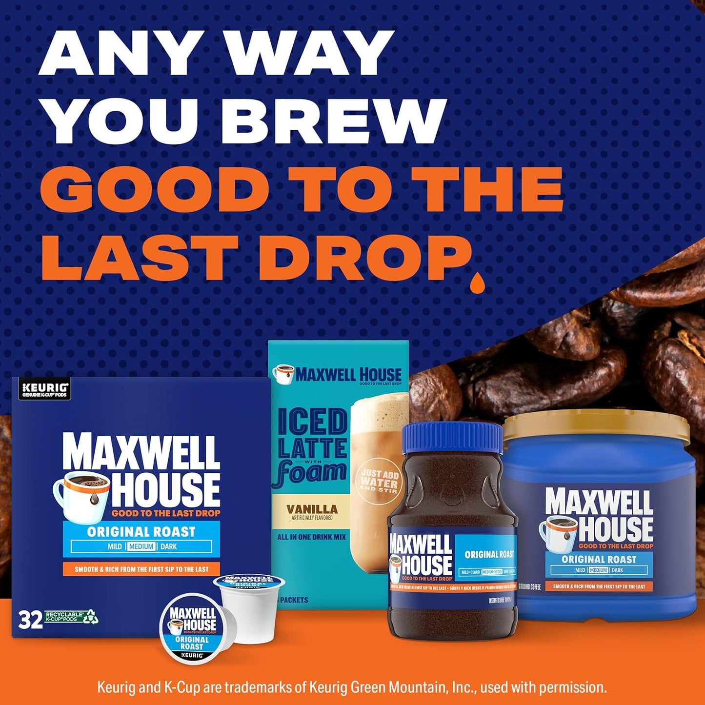 Maxwell House Original Roast K-Cup Pods for Intentional Kitchens, Individually Sealed Pods in a Neutral Pantry Box