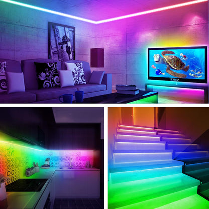 maylit ICRGB TV Light Strip – Minimalist Bedroom Setup with Hidden Wiring and App Control