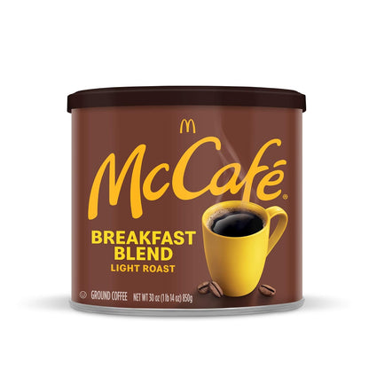 McCafe Breakfast Blend Light Roast Ground Coffee, 30 oz Canister – Easy Holiday Gift for Coworkers and Friends