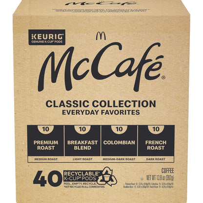 McCafe Classic Collection K-Cup Pods for Intentional Home Brewing, 40-Count Clean Single-Serve Coffee Variety