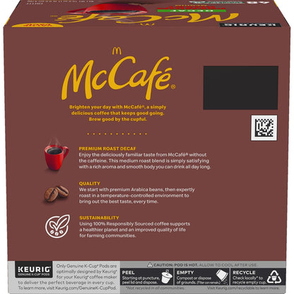 McCafe Decaf Keurig Single Serve Pods – Cozy Holiday Gift for Mom Who Loves Evening Coffee, 32 Count Medium Roast