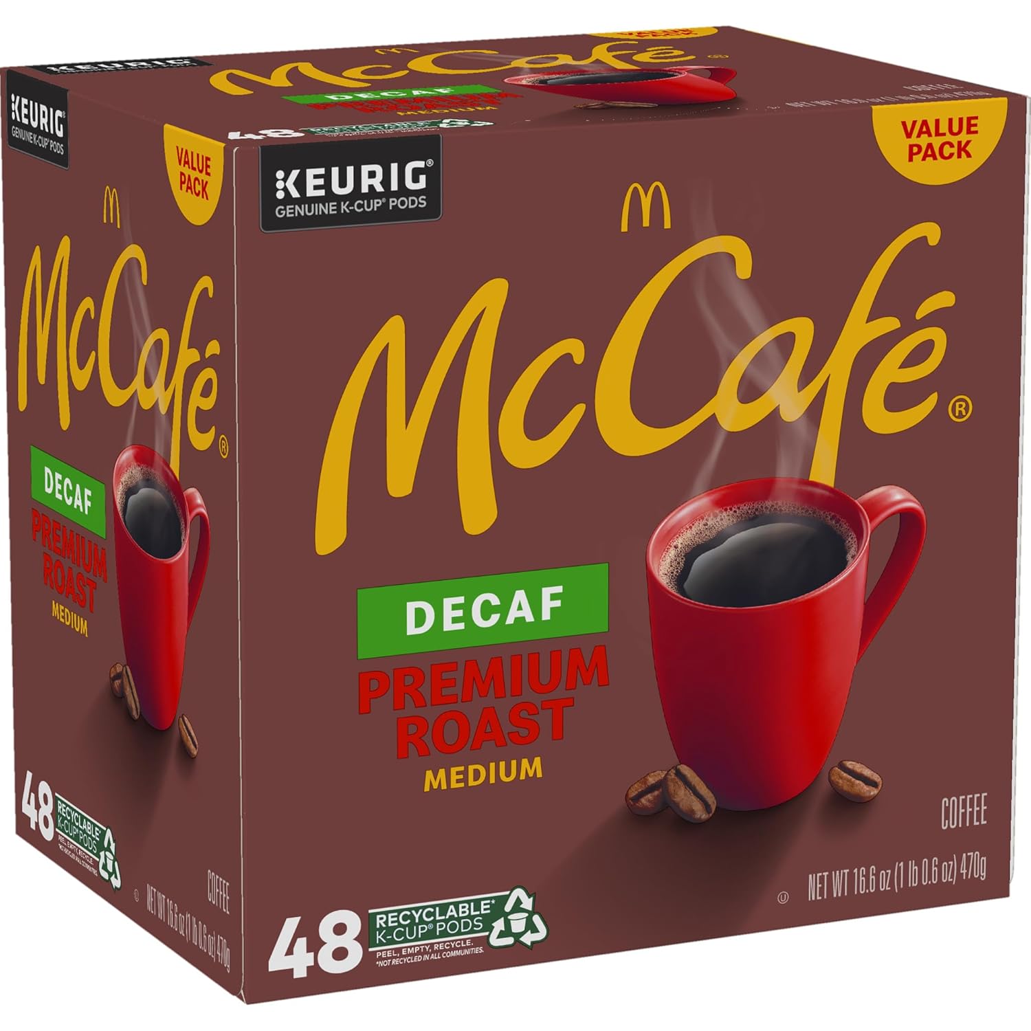 McCafe Decaf Keurig Single Serve Pods – Cozy Holiday Gift for Mom Who Loves Evening Coffee, 32 Count Medium Roast