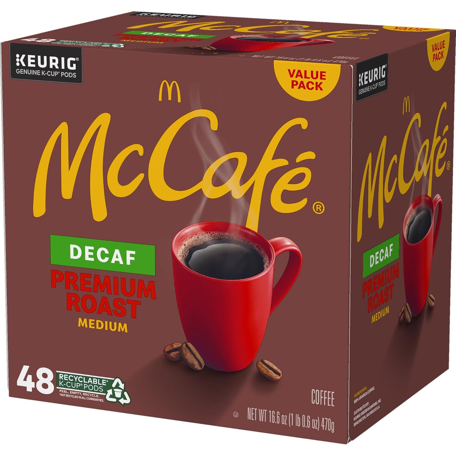 McCafe Decaf Keurig Single Serve Pods – Cozy Holiday Gift for Mom Who Loves Evening Coffee, 32 Count Medium Roast