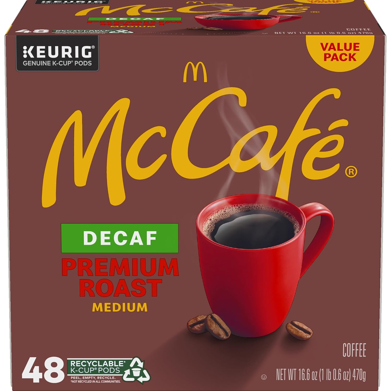 McCafe Decaf Keurig Single Serve Pods – Cozy Holiday Gift for Mom Who Loves Evening Coffee, 32 Count Medium Roast