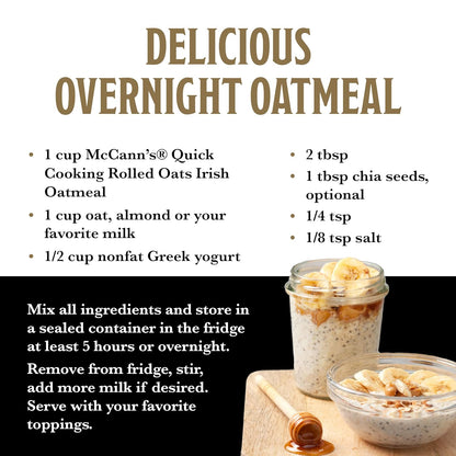 McCann's Quick Cooking Rolled Oats Single-Ingredient 16 oz Bag for Uncluttered Intentional Pantry Storage