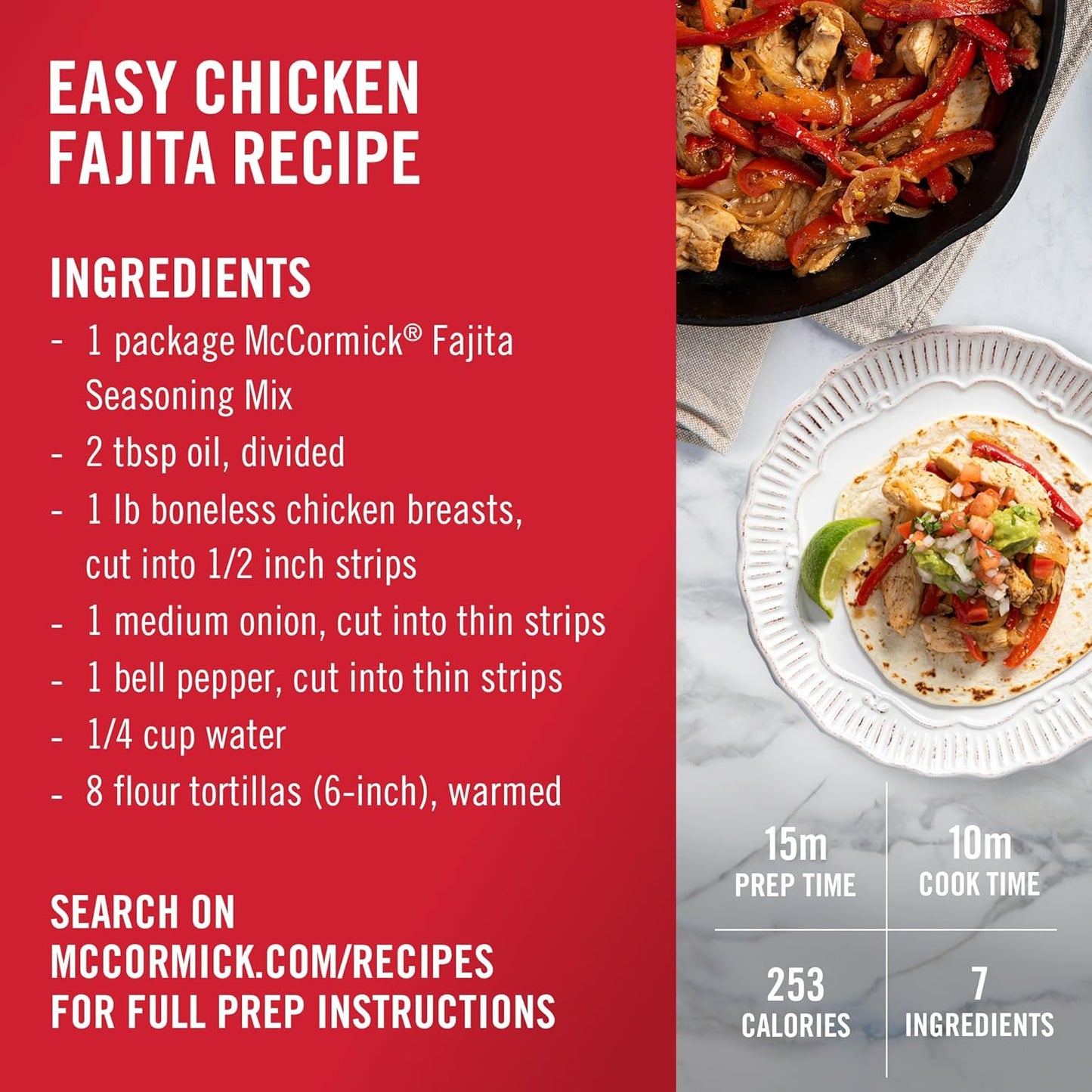McCormick Fajita Seasoning Mix – Parent Approved Stovetop Dinner Packet for Kid Friendly Tex-Mex Meals