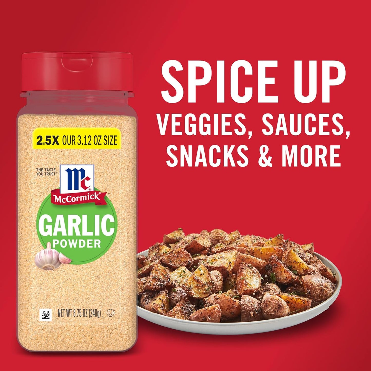 McCormick Garlic Powder – Bulk Size for Efficient Batch Cooking and Rubs, 8.75 oz