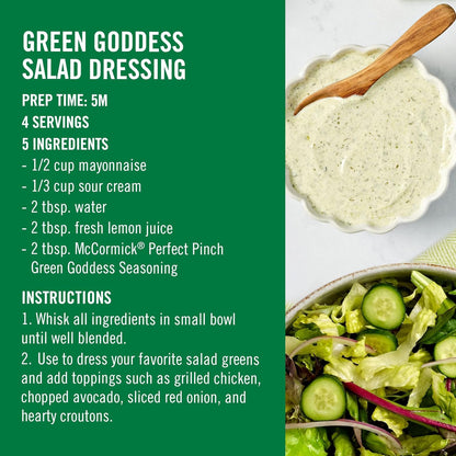 McCormick Perfect Pinch Green Goddess Seasoning – Streamlined Flip-Top Shaker for Effortless Minimalist Kitchens
