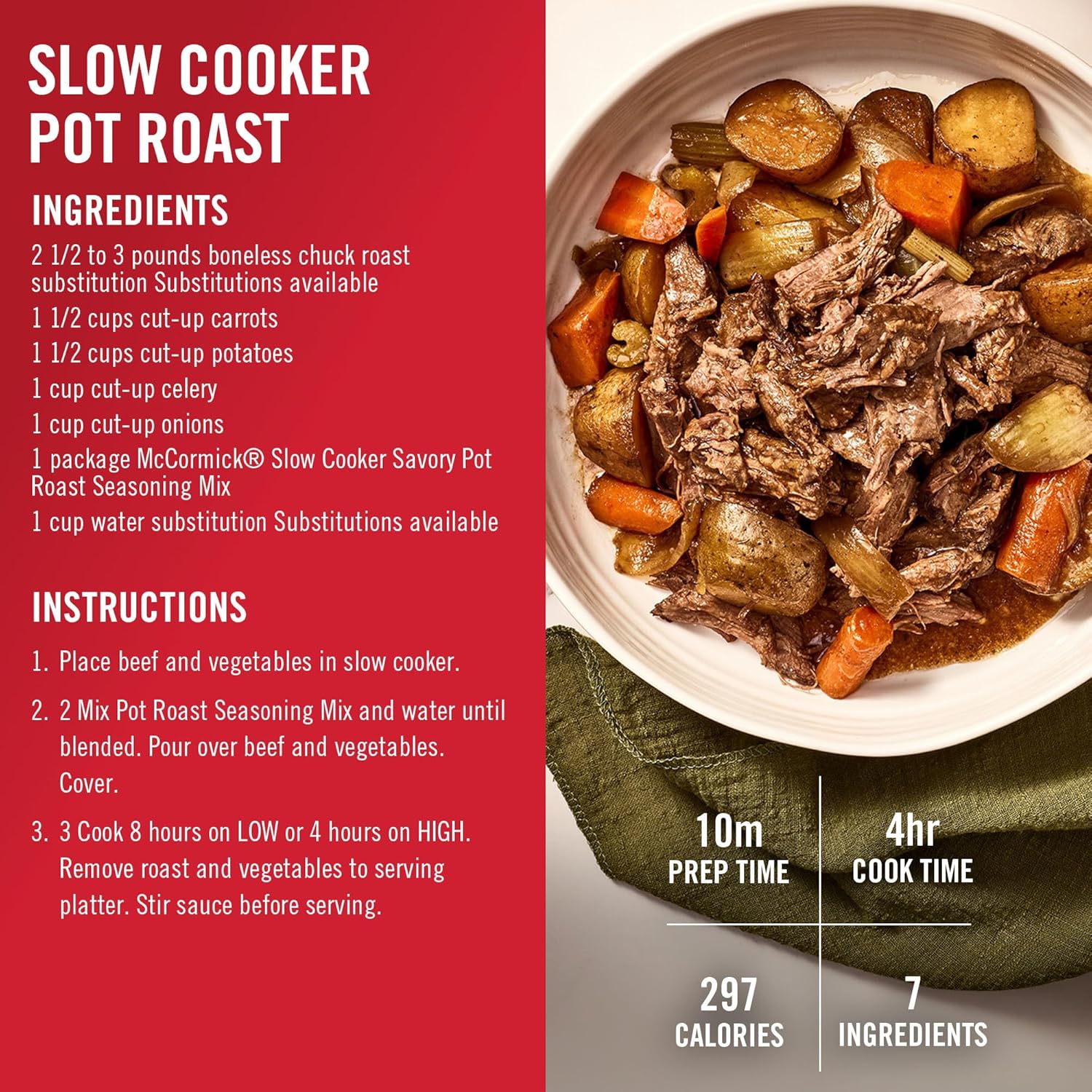 McCormick Pot Roast Mix – Easy Family Dinner Packet for Busy Parents and Kid-Approved Meals