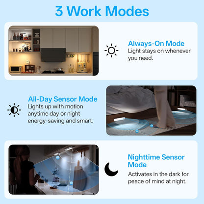 MCGOR Rechargeable Closet Light – Child and Pet Safe Automatic Nightlight, No Heat LED Bar with Timer