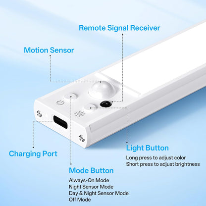 MCGOR Rechargeable Closet Light – Child and Pet Safe Automatic Nightlight, No Heat LED Bar with Timer