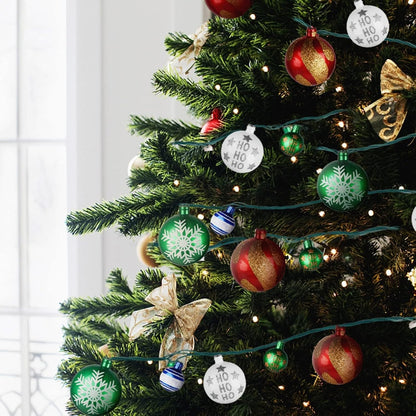 MerryMuse 28ft Christmas Ball Light Strand, Decorative Star and Snowflake Bulbs for Window Frame and Indoor Porch