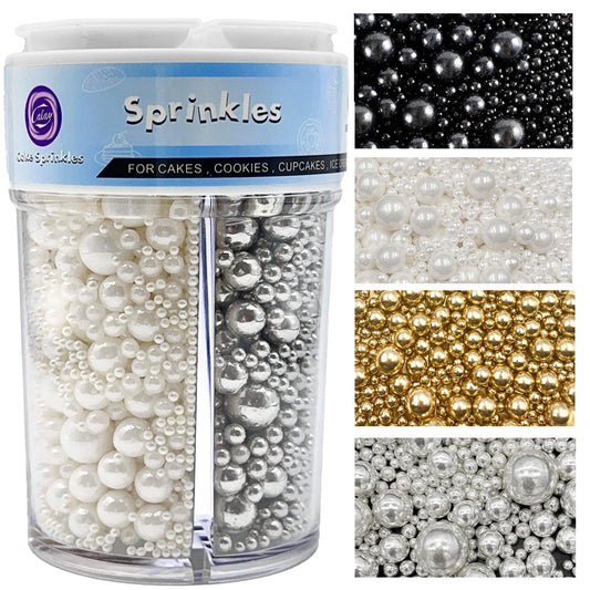 metallic pearl finish in gold, silver, white, and black (current variant); 9 themed color variants in the full product line
