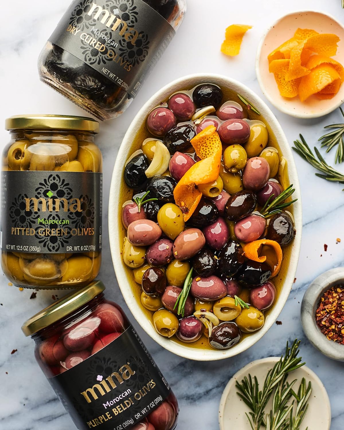 Mina Premium Olive Gift Jar – Mediterranean Mezze Starter Set for Birthdays and Holiday Hosting