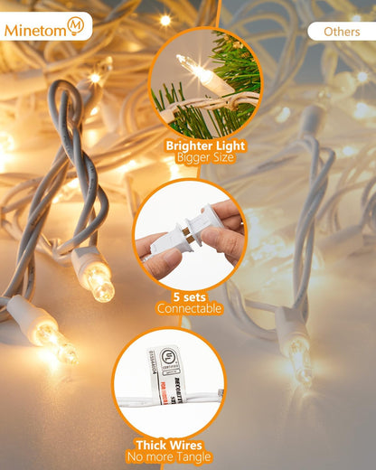 Minetom 100-Bulb String Lights – Reading Nook & Studio Apartment Ambient Decor, Soft Warm White