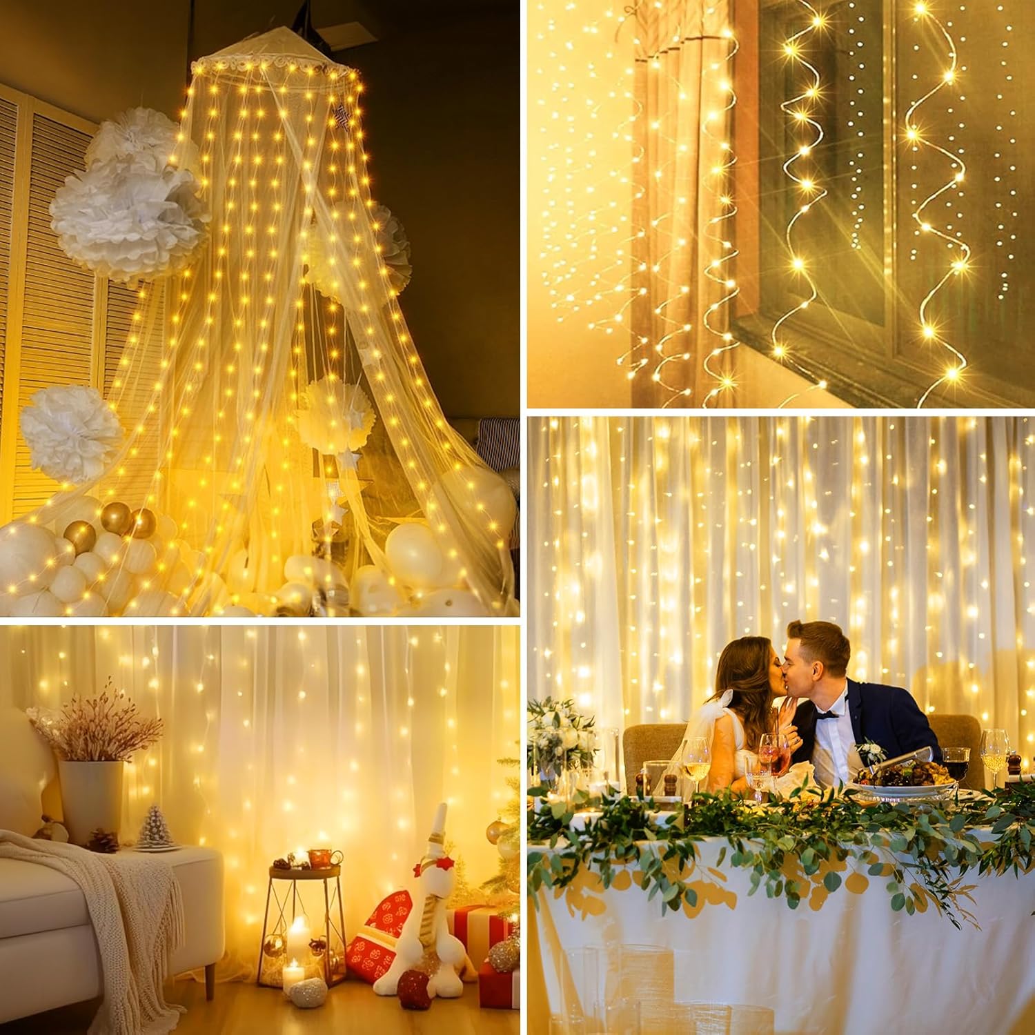 Minetom 300 LED Twinkle Curtain Lights – Christmas Gift for Mom and Teen Girls, USB Powered with Remote