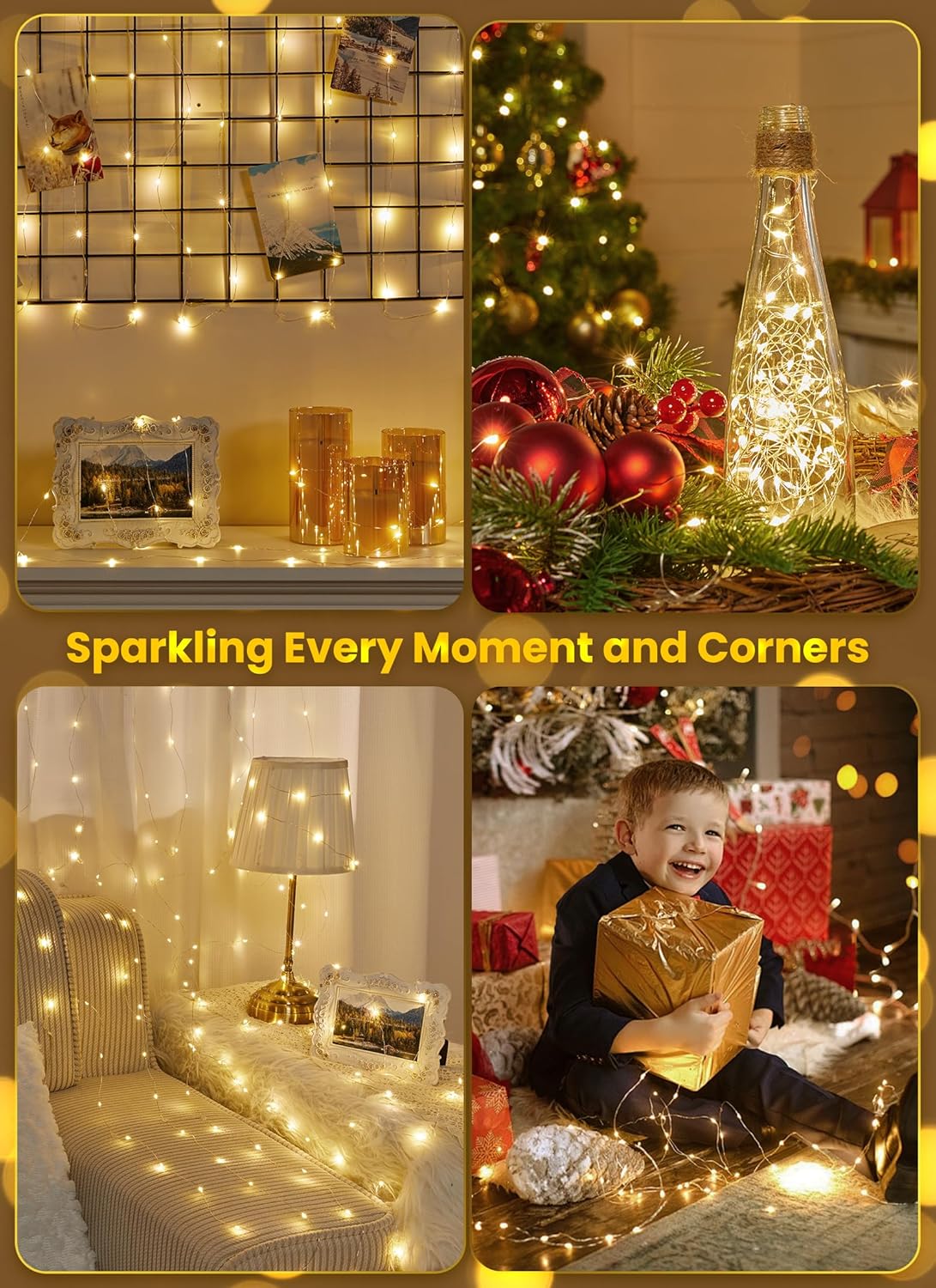 Minetom Battery LED Lights – Uncluttered Silver Wire Decor for Neutral Interiors, Remote Dimmable