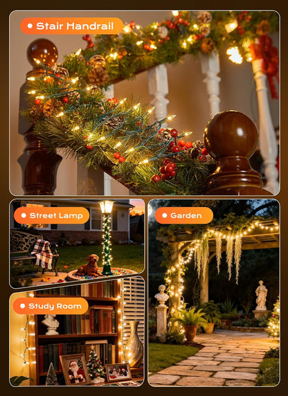 Minetom Clear Christmas Lights – Kids' Bedroom Decor, Pet-Friendly No Flame Holiday Glow