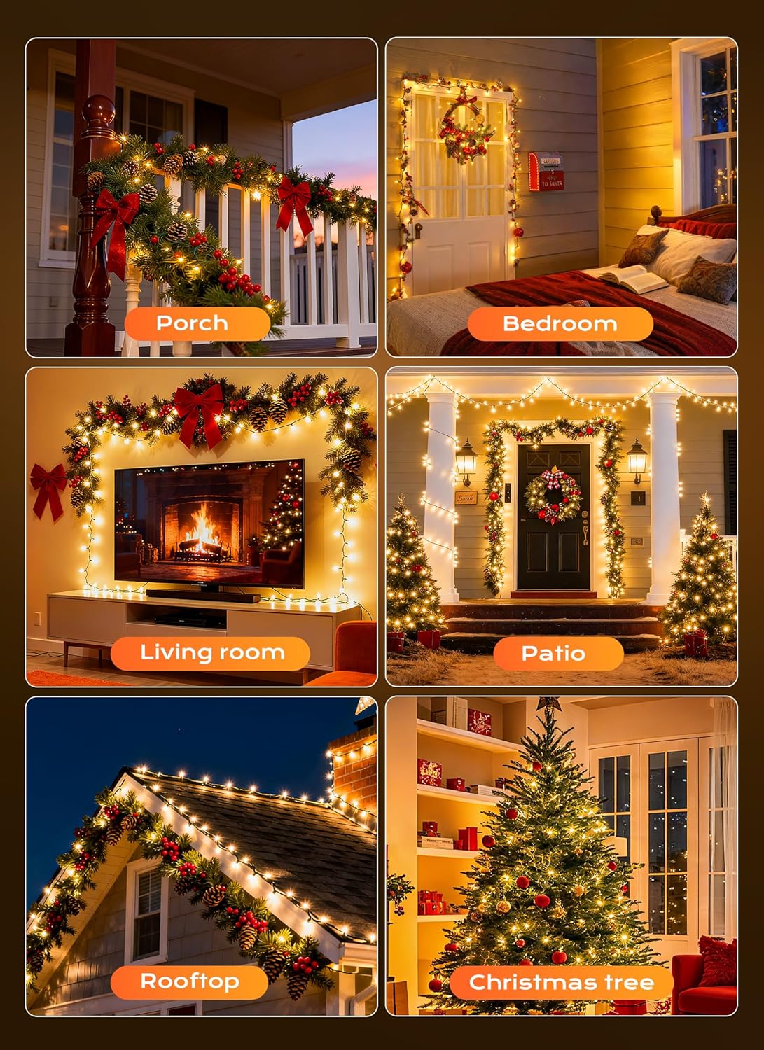 Minetom Clear Christmas Lights – Kids' Bedroom Decor, Pet-Friendly No Flame Holiday Glow