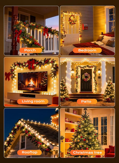 Minetom Clear Christmas Lights – Kids' Bedroom Decor, Pet-Friendly No Flame Holiday Glow