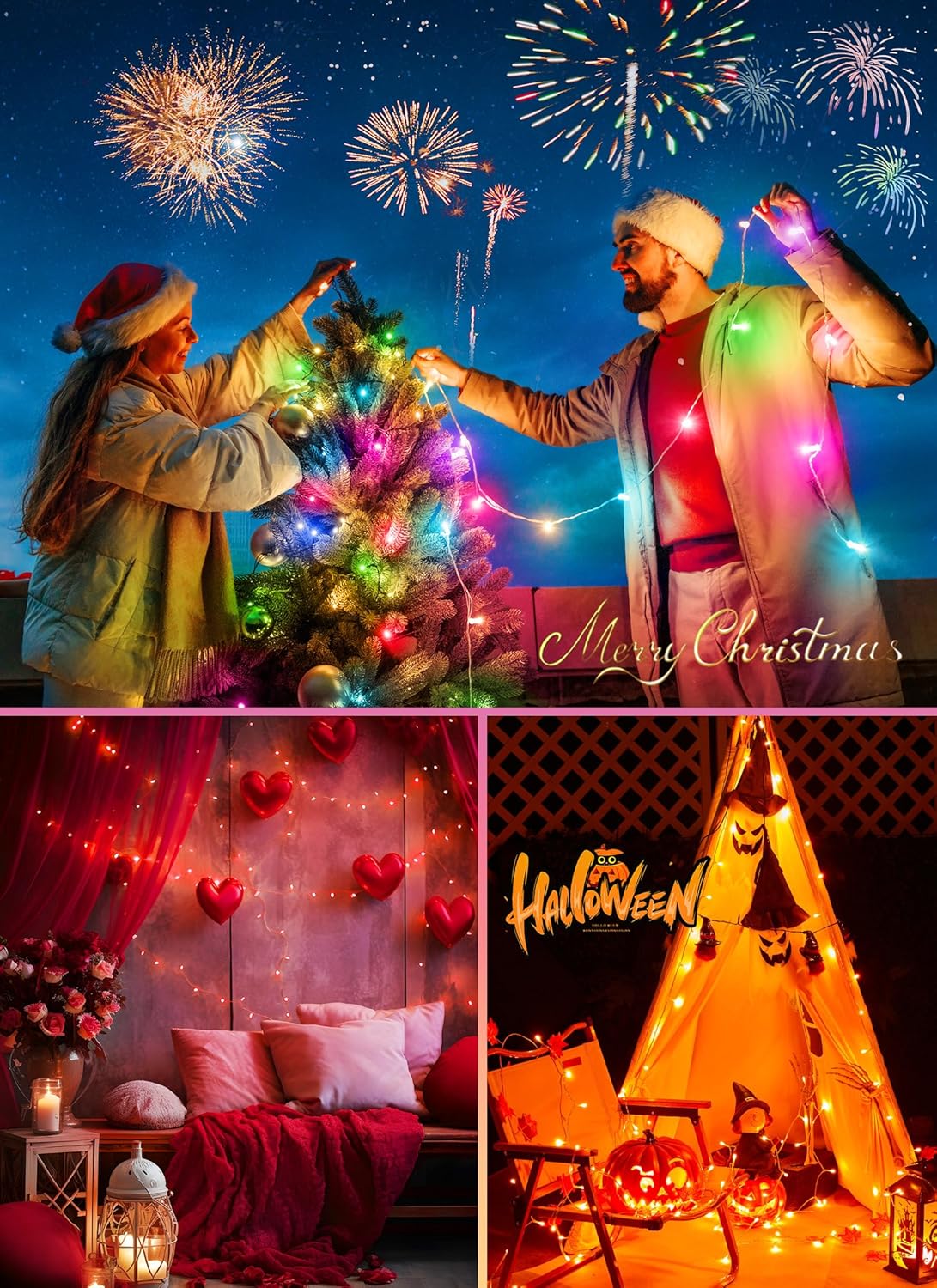 Minetom Color Changing String Lights – Holiday Gift for Couples and Friends, 33FT USB 100 LED Indoor Fairy Lights with 12 Modes and Remote