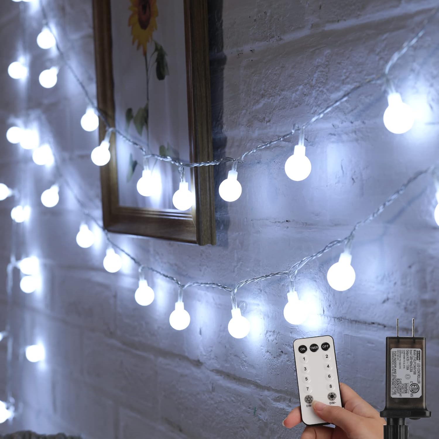 Minetom Globe String Lights – Child-Safe Playroom Mood Lighting with Auto Shutoff Timer, Shatterproof Plastic Globes Cool-Touch Plug-in Fairy Lights