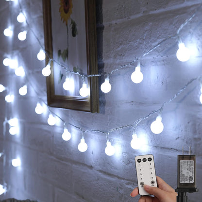 Minetom Globe String Lights – Child-Safe Playroom Mood Lighting with Auto Shutoff Timer, Shatterproof Plastic Globes Cool-Touch Plug-in Fairy Lights