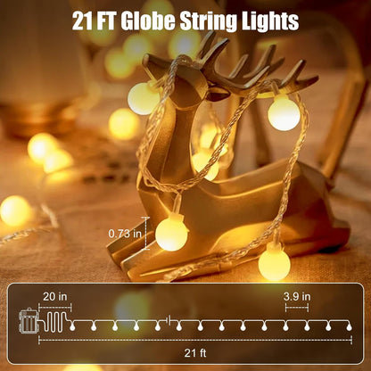 Minetom Minimalist Fairy Lights Cordless – 60 Soft White Globe LEDs for Intentional Living Spaces & Japandi Home Style