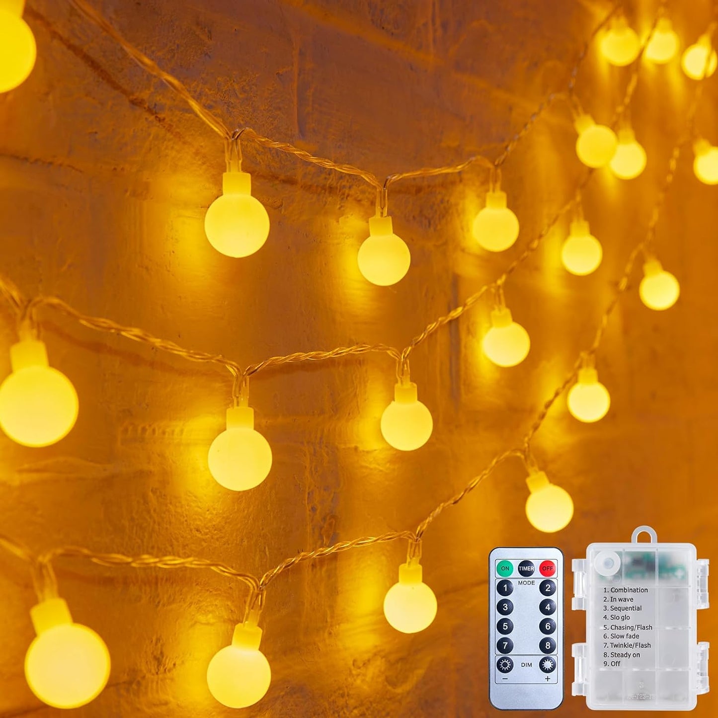 Minetom Minimalist Fairy Lights Cordless – 60 Soft White Globe LEDs for Intentional Living Spaces & Japandi Home Style